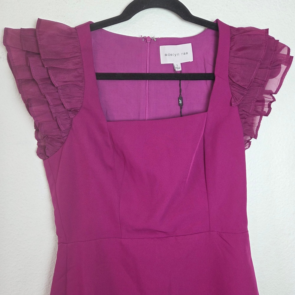 NWT Adelyn Rae Pink Ruffle Sleeve Mini Dress Square Neck Cocktail - Picture 3 of 9